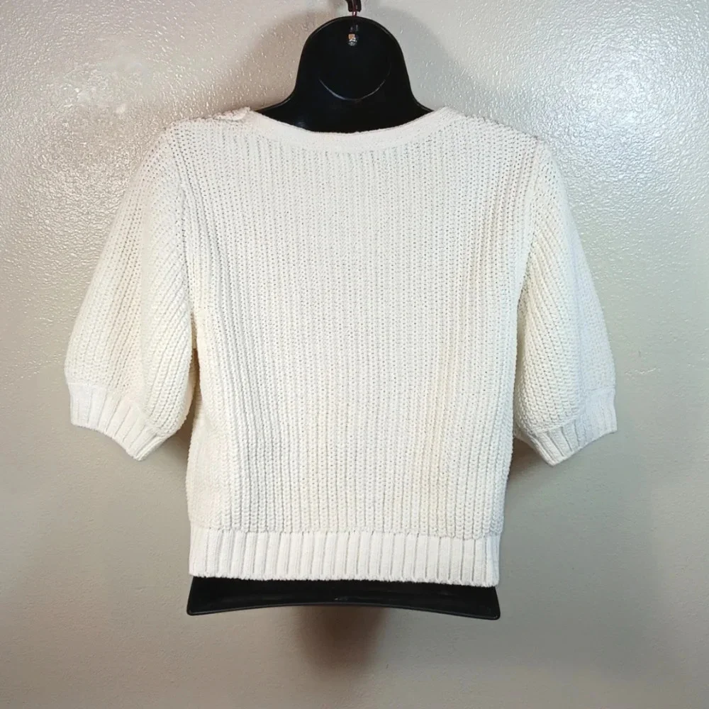 & OTHER STORIES Cropped Sweetheart Bustier Knit Top in cream size Medium - Picture 3 of 11